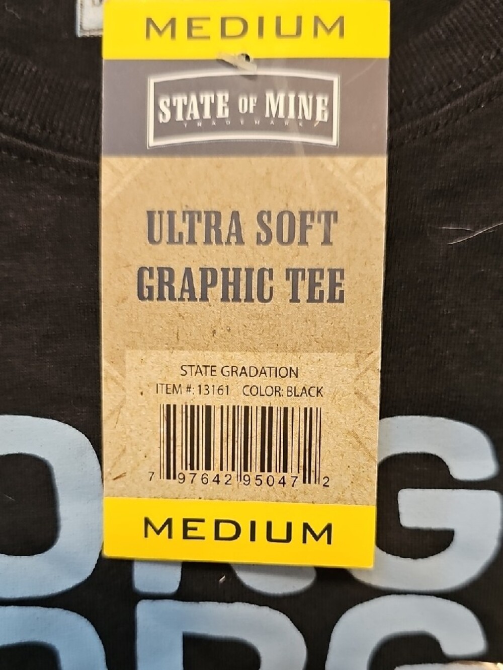 State of Mind Black Tee with Blue, Yellow, Orange GEORGIA Stack Graphic - Picture 3 of 5
